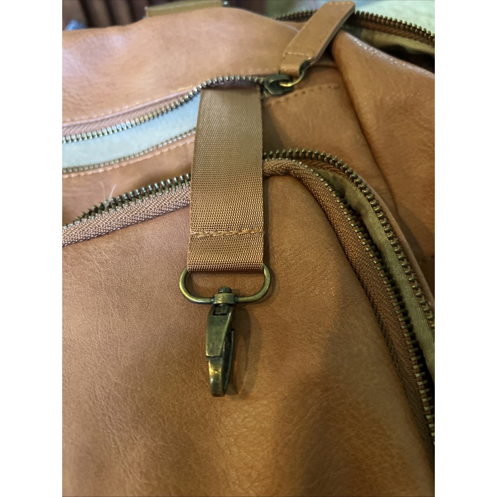 Kanga Pack Classic Camel Brown Vegan Leather Diaper Bag Backpack Convertible - Picture 8 of 11